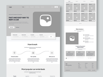 UX Flow | Wireframe for Rent a Car Website branding carwebsite graphic design ui website wireframe