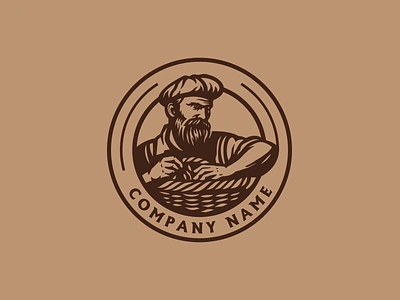 Man weaving a basket basket character crafts logo logotype man master nature old traditions