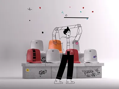 Fans 3d animation bilderish cheering cinema4d design fans motion motion graphics sport