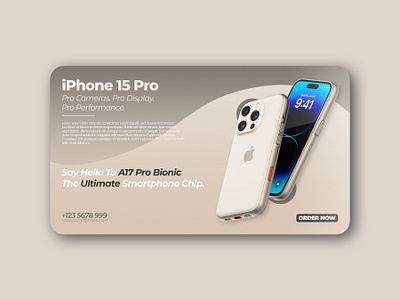 Modern And Minimalist Banner Design For iPhone 15 Pro! adobe photoshop ads ads poster banner branding design ios iphone social media ui vector