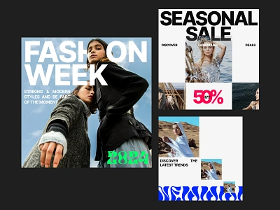 Fashion Week Design Poster brand branding brutal brutalism discount fashion identity layout poster trend week