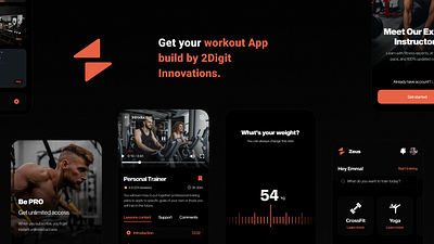 Get your workout App build by 2Digit Innovations. branding graphic design ui