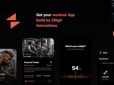 Get your workout App build by 2Digit Innovations. branding graphic design ui
