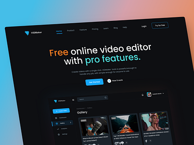 Video Editing tool Landing Page black theme clean cupcut dark theme dark theme website editor landing page minimal modern website trendy ui video edit video editing video maker web design web ui website design website ui