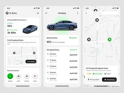 Electric Vehicle (EV) App app eletric vehicle ev mobile app ui ui design