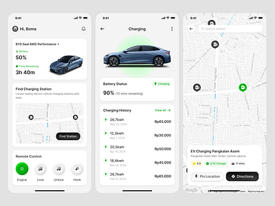 Electric Vehicle (EV) App app eletric vehicle ev mobile app ui ui design