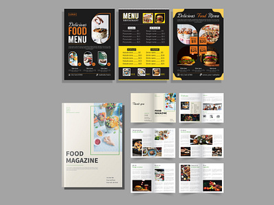 Food menu card, flyer, brochure, magazine or cookbook design for annual report background branding brochure company profile company proposal cookbook cooking flyer food leaflet magazine marketing menu card minimal modern multipurpose poster recipe restaurant