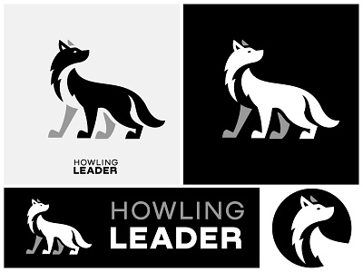 Howling Leader alex seciu animal logo branding dog logo logo design logo designer negative space wolf wolf logo