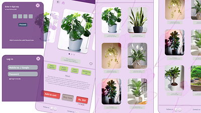 Redesign : Flower_Shop_App branding colour design figma flower shop graphic design illustration logo mobile app overlay plant app prototype ui uiux vector wireframing