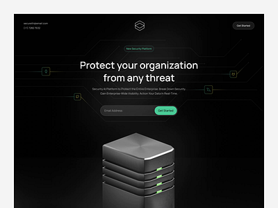Secureth - Cybersecurity Landing Page Hero Section animation b2b cloud cloud service cyber security data database dipa inhouse hero hero section hosting modern proxy saas security server startup storage system website