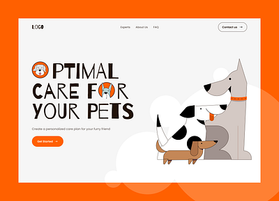 Optimal Care for Your Pets – Home Page animals branding cats clean design dogs graphic design illustrations landing page pet care pets responsive design uiux user experience user interface web design website design