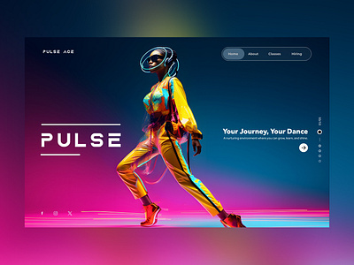 Pulse Dance Academy Web Ui Landing Page Design Shot ai branding dance design fashion graphic design illustration nft photography ui ui design ux ux design web design web3