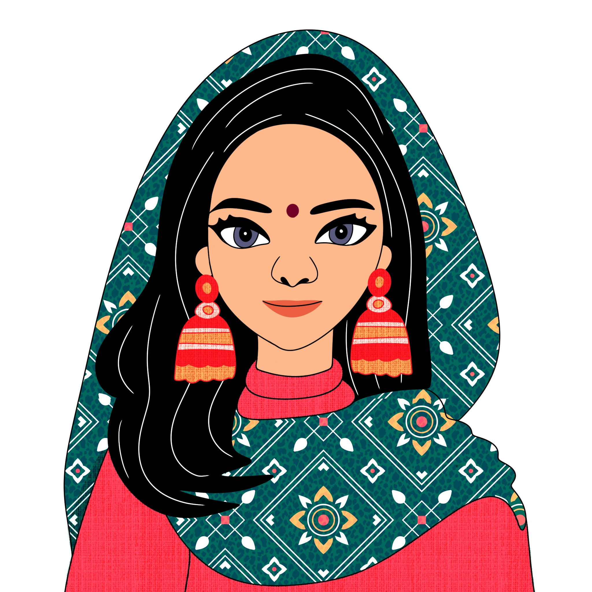 Indian people illustrations (Women) by Ayman Zahid (BA HONS Graphic ...