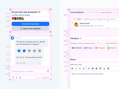 Crisp - Spacing System 4 point grid bb agency blue company profile crisp crm dashboard design system grid guidelines guides light layout minimal product design rules spacing ui user interface ux widget