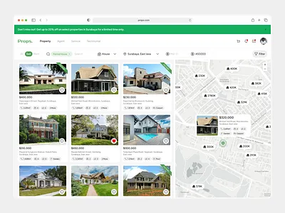 Props - Property Dashboard advertisement agent appartment bedroom filter green home house maps mockup property property dashboard props real estate real estate dashboard rent room sell