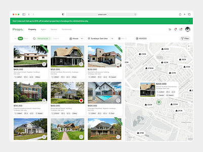 Props - Property Dashboard advertisement agent appartment bedroom filter green home house maps mockup property property dashboard props real estate real estate dashboard rent room sell