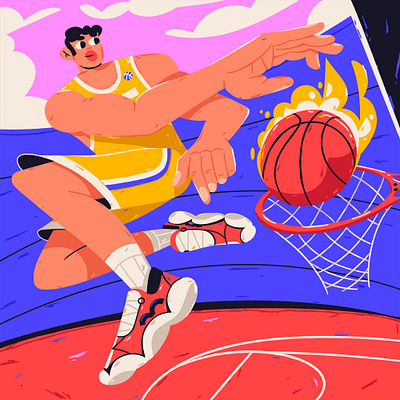 Badass basketball player 2d art ball basketball cartoon character design dribble illustration illustrator sport