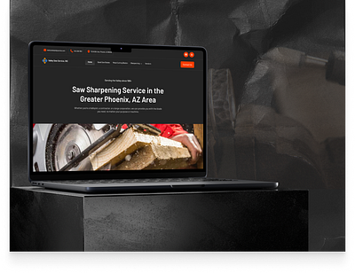 Saw Sharpening Service (concept) black blade clean dark design landing page mobile modern razor saw sharpening service ui webdesign website work