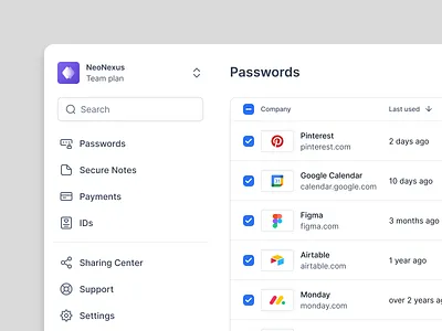 Password manager clean manager password product simple ui ux