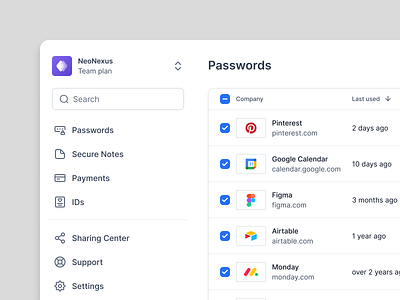 Password manager clean manager password product simple ui ux