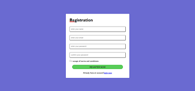 Basic Registration page using HTML AND CSS ui