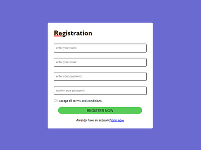 Basic Registration page using HTML AND CSS ui