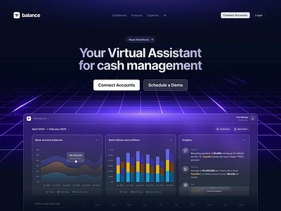 BalanceCash.io | Website Design ai animation cash dashboard futuristic landing page linear management web design