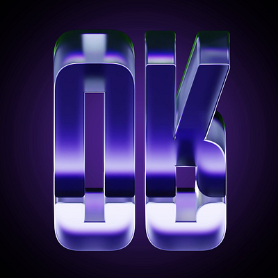 'OK' – Typographic Glass Dispersion Block 3d animation blender brand design glass illustration logo mark modeling ok render typography