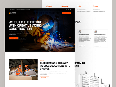 Huantume - Construction Landing Page agency architecture building building company company construction estate future industry landing page material property real estate residence ui uiux web design