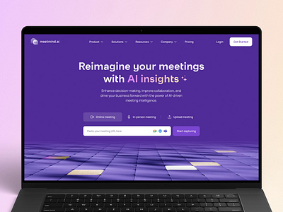 AI Meeting Tool Landing Page ai animation communication design graphic design home page interface landing page meeting tool motion graphics scroll teamwork ui user experience user interface ux web animation web design web marketing website