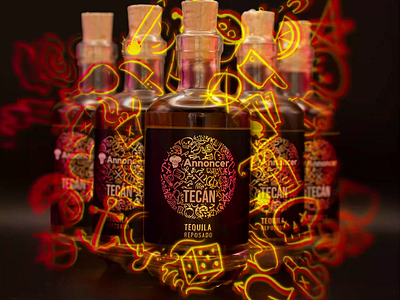 Annoncer × TECÁN annoncer bottle doodle label light painting tequila