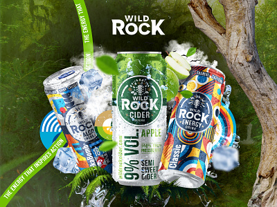 WildRock brand identity branding color colorful drink energy energy drink geometric intense logo party visual design wild