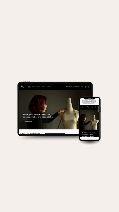 Ecommerce Website for a slow fashion brand: ddLab ecommerce shopify slowfashion web design