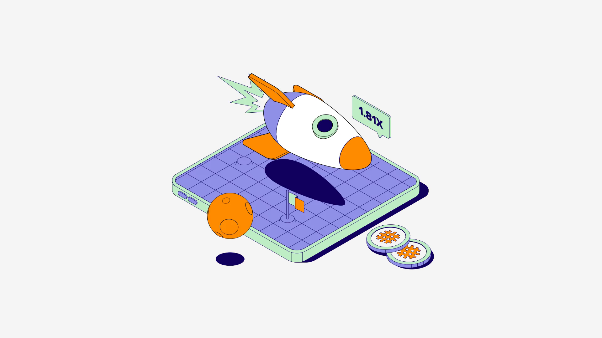 Example of Waffle Pay - Isometric Rocket Animation