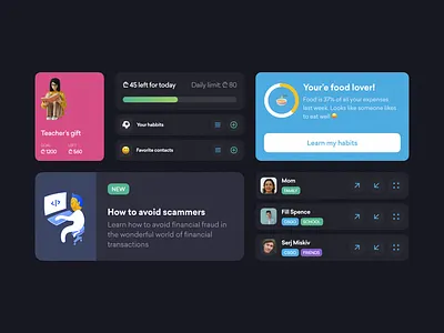 Kids banking widgets apps design fiat finance fintech interface design ios product design ui design ux design web2