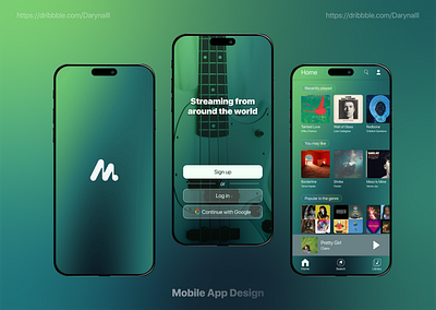 Mobile Music Streaming App Design app branding design graphic design illustration logo mobille app music app typography ui ux uxui design vector