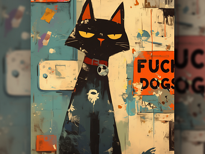 FCK DGS 0004 ai branding cat daliy design illustration poster print