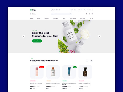 E-commerce, shop website cosmetics e commerce hero scincare shop ui uiux