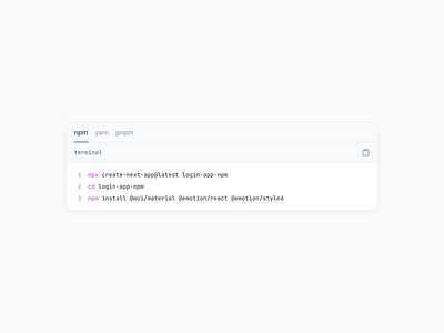 Package Installer ✨ Light Mode code code editor code snippets design system designsystem npm npx pnpm terminal ui ux visualstudio yarn