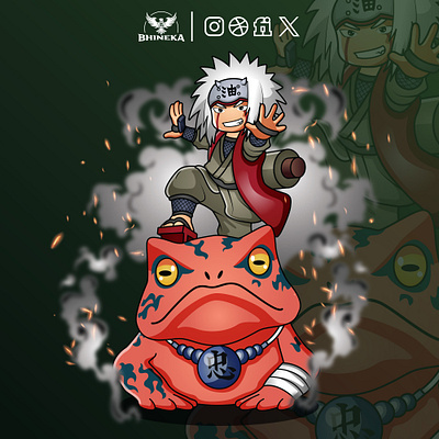 Jiraiya Cute Cartoon anime art cartoon character chibi color comic cute design fanart graphic design illustration jiraiya logo manga mascot merch naruto tsunade