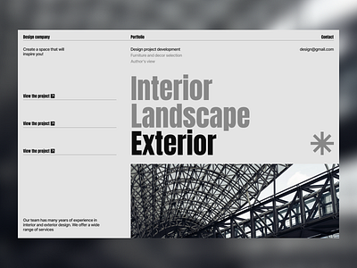 An architectural website for exterior lovers black and white daily ui design decor design concept design development design services design studio exterior exterior design furniture interior landscape minimal minimalism solar digital speces ui concept ui design ux design web design concept