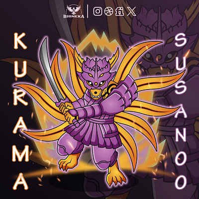 Kurama Kyuubi Susanoo Naruto Sasuke anime art cartoon character chibi color comic design fanart graphic design illustration kurama kyubi manga mascot merch naruto sasuke susanoo