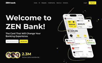 ZEN bank landing page landing landing bank landing page mobile bank page ui ux website