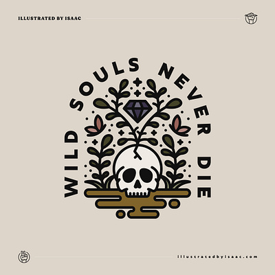 Wild Souls Never Die badge design illustration illustrator linework minimal monoline vector