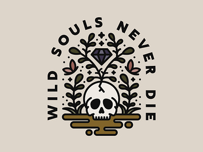 Wild Souls Never Die badge design illustration illustrator linework minimal monoline vector