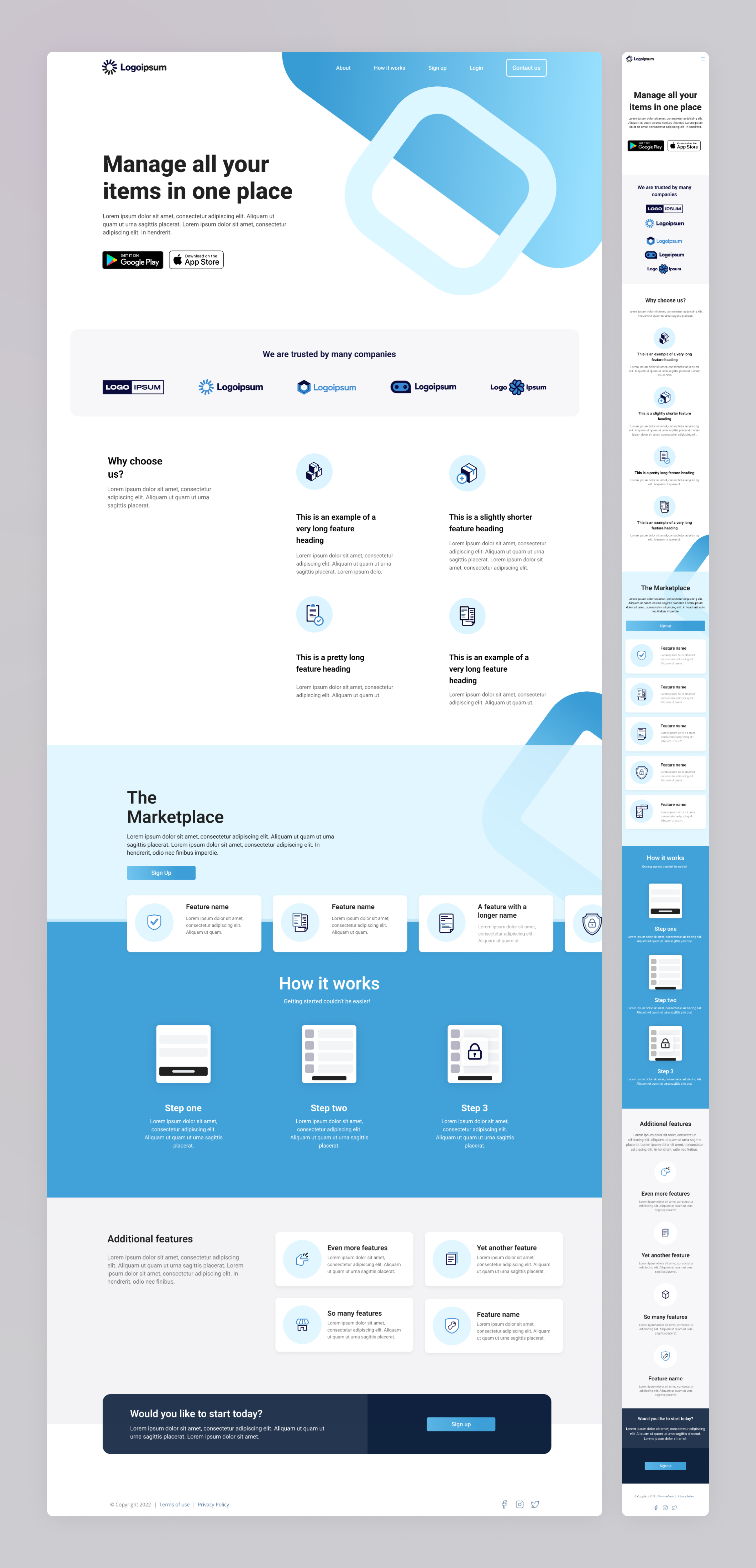Simple SPA Design blue interface design light design light mode responsive design spa design ui ui design user interface ux design visual design