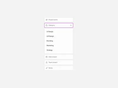 Animations 💥 animation black clean component design dropdown figma gray input menu minimal ui uiux ux video white