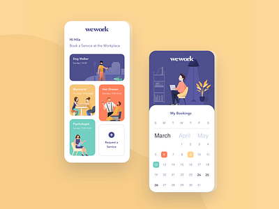 WeWork Services App app booking branding graphic design logo mobile ui ux