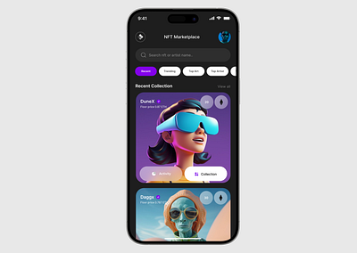 NFT Marketplace 3d design marketplace nft ui ux