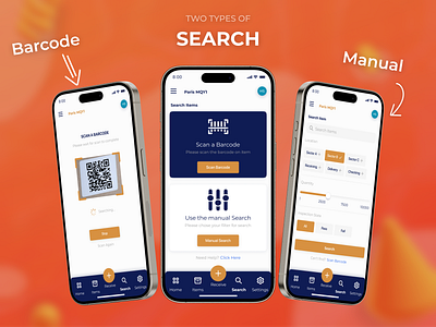 Two Types of Search Template for Mobile Apps barcode branding brigit.dev design ecommerce feature graphic design illustration logo manual search saas search search bar storage template tracking ui ux vector